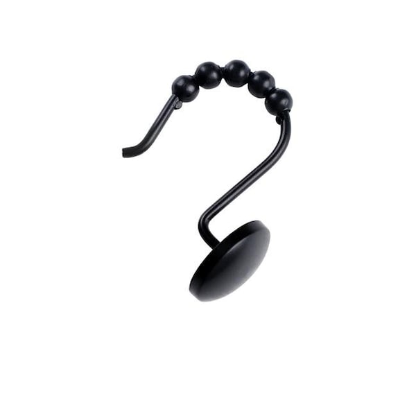 Utopia Alley HK6BK Beatrice Shower Curtain Hooks for Bathroom Shower Rods Curtains; Set of 12 - Black HK6BK - main